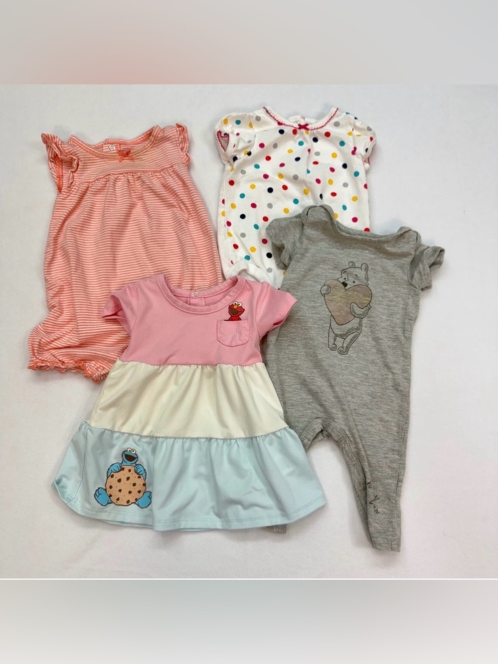 Baby Girl Outfit Bundle 0-6M Carter's Disney Baby Sesame Street‎ 4 Piece